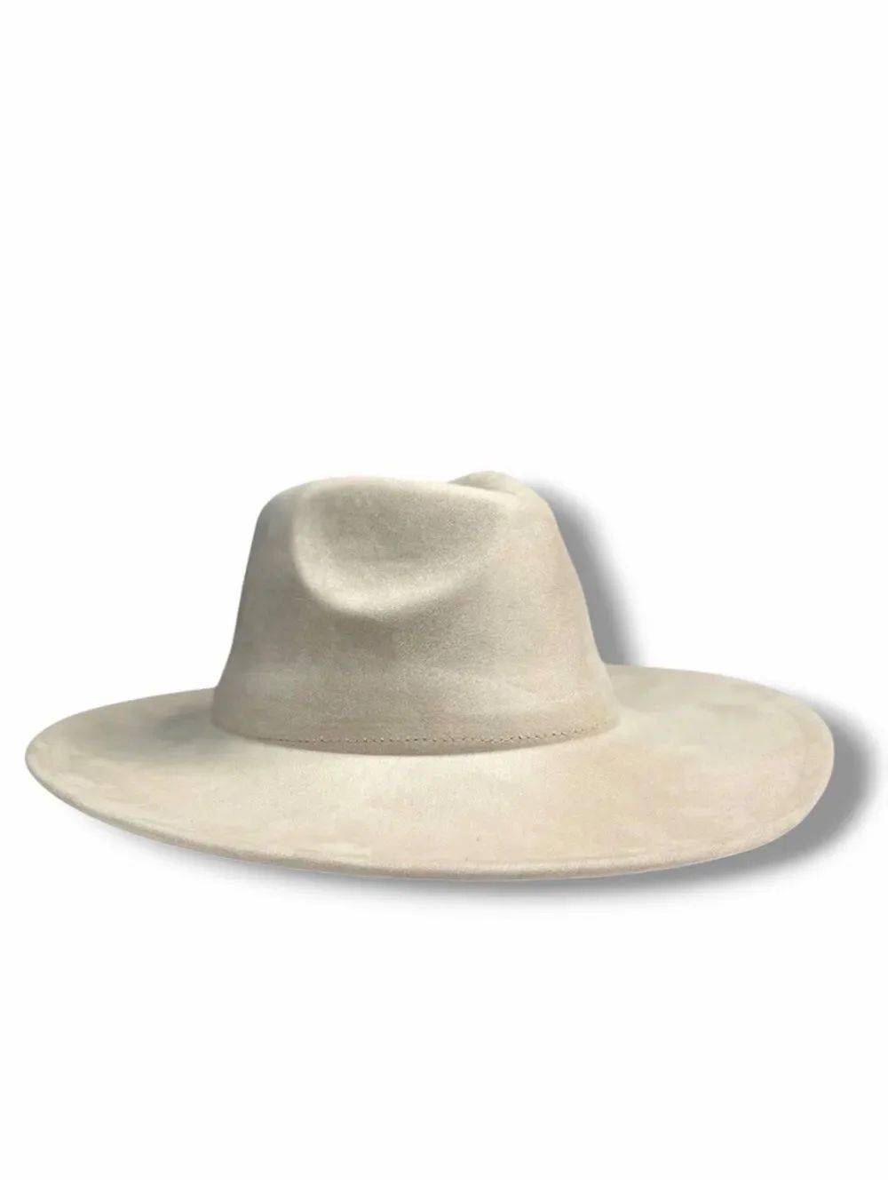 Ivory Suede Wide Brim Western Fedora Rancher Hat NWT